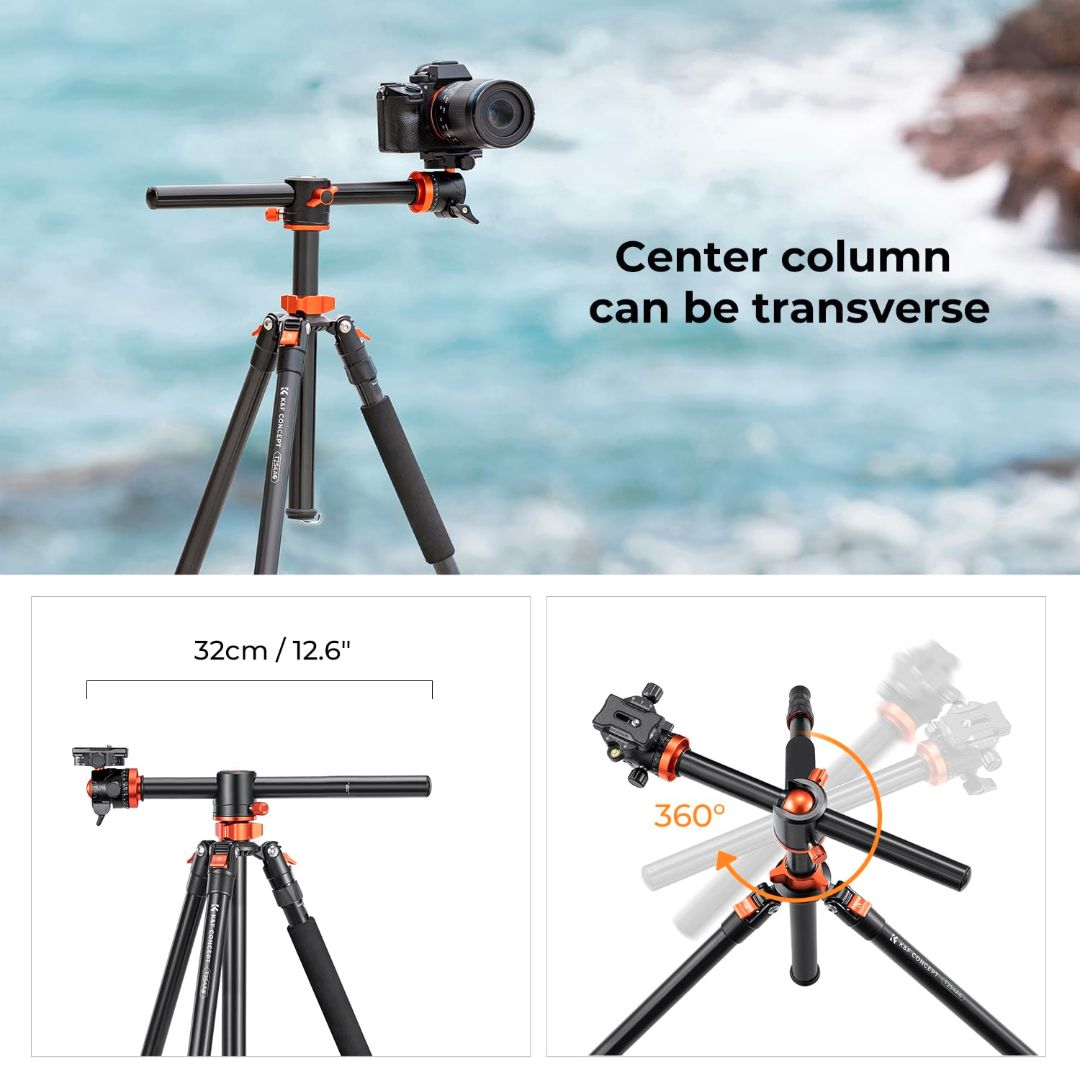 K&F Concept Aluminium tripod (Transverse Center Column) KF09.096V3 - 4